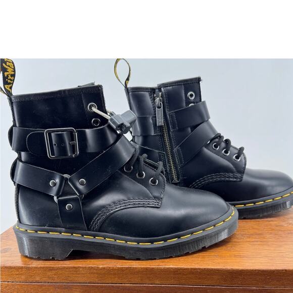 DR. MARTENS Cristofor Leather Harness Lace up Boots Size Men's 5 Ladies 6 - Picture 4 of 13